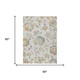 5' X 8' Ivory And Linen Floral Washable Indoor Outdoor Area Rug