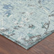 3' X 5' Sky Blue And Blue Floral Washable Indoor Outdoor Area Rug