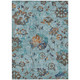 8' X 10' Teal Blue And Gray Floral Washable Indoor Outdoor Area Rug