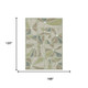 10' X 14' Green And Ivory Floral Washable Indoor Outdoor Area Rug