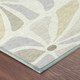 9' X 12' Ivory And Linen Floral Washable Indoor Outdoor Area Rug