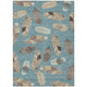 3' X 5' Teal Blue And Ivory Botanical Leaves Washable Indoor Outdoor Area Rug