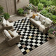 9' X 12' Black And Yellow Geometric Washable Indoor Outdoor Area Rug