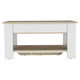 40" Natural and White Wood Storage Bench With Flip Top Shoe Storage And Shelves