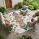8' X 10' Ivory And Coral Tribal Washable Indoor Outdoor Area Rug