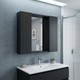 24" Black Wood Floating Double Door Bathroom Vanity And Medicine Cabinet With Mirror