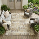 9' X 12' Beige And Taupe Abstract Washable Indoor Outdoor Area Rug