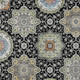 10' X 14' Black And Ivory Floral Medallion Washable Indoor Outdoor Area Rug