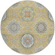 8' Gold And Ivory Round Floral Medallion Washable Indoor Outdoor Area Rug
