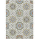 9' X 12' Ivory And Khaki Floral Medallion Washable Indoor Outdoor Area Rug