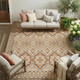 9' X 12' Orange And Gray Tribal Washable Indoor Outdoor Area Rug