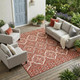 8' X 10' Red And Denim Blue Tribal Washable Indoor Outdoor Area Rug
