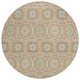 8' Copper And Beige Round Floral Medallion Washable Indoor Outdoor Area Rug