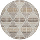 8' Pearl And Navy Blue Round Geometric Washable Indoor Outdoor Area Rug