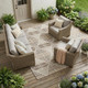 10' X 14' Pearl And Navy Blue Geometric Washable Indoor Outdoor Area Rug