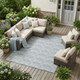 10' X 14' Silver And Gray Floral Washable Indoor Outdoor Area Rug
