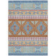 8' X 10' Blue And Aqua Tribal Washable Indoor Outdoor Area Rug