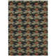 10' X 14' Black And Green Floral Washable Indoor Outdoor Area Rug