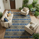 9' X 12' Navy Blue And Coral Tribal Washable Indoor Outdoor Area Rug