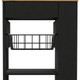 Black and Natural 22" Rolling Kitchen Cart With Storage