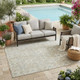 5' X 8' Ivory And Blue Geometric Washable Indoor Outdoor Area Rug
