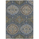 5' X 8' Navy Blue And Linen Ogee Washable Indoor Outdoor Area Rug