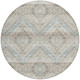 8' Ivory And Beige Round Tribal Washable Indoor Outdoor Area Rug