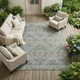 9' X 12' Teal Blue And Purple Tribal Washable Indoor Outdoor Area Rug