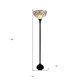 62" Brown Torchiere Floor Lamp With White Tiffany Style Glass Dome Shade