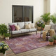 5' X 8' Eggplant And Brown Geometric Washable Indoor Outdoor Area Rug