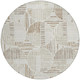 8' Ivory And Graphite Round Geometric Washable Indoor Outdoor Area Rug