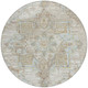 8' Ivory And Orange Round Oriental Washable Indoor Outdoor Area Rug