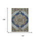 9' X 12' Navy Blue And Linen Oriental Washable Indoor Outdoor Area Rug