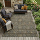 9' X 12' Black And Brown Oriental Washable Indoor Outdoor Area Rug