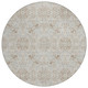 8' Ivory And Gray Round Oriental Washable Indoor Outdoor Area Rug