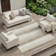 9' X 12' Ivory And Linen Striped Washable Indoor Outdoor Area Rug
