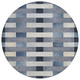 8' Blue And Graphite Round Striped Washable Indoor Outdoor Area Rug