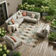 8' X 10' Green And Beige Striped Washable Indoor Outdoor Area Rug