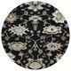 8' Black And Graphite Round Oriental Washable Indoor Outdoor Area Rug