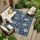 8' X 10' Navy Blue And Blue Oriental Washable Indoor Outdoor Area Rug