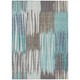 10' X 14' Teal Blue And Gray Striped Washable Indoor Outdoor Area Rug