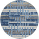 8' Denim Blue And Blue Round Striped Washable Indoor Outdoor Area Rug