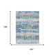 9' X 12' Sky Blue And Blue Striped Washable Indoor Outdoor Area Rug