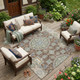 9' X 12' Chocolate And Brown Floral Medallion Washable Indoor Outdoor Area Rug