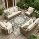 8' X 10' Graphite And Gray Floral Medallion Washable Indoor Outdoor Area Rug