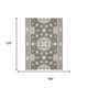 10' X 14' Graphite And Gray Floral Medallion Washable Indoor Outdoor Area Rug