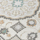 8' Ivory And Silver Round Floral Medallion Washable Indoor Outdoor Area Rug