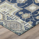 3' X 5' Navy Blue And Blue Floral Medallion Washable Indoor Outdoor Area Rug