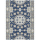 5' X 8' Navy Blue And Blue Floral Medallion Washable Indoor Outdoor Area Rug