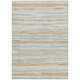 9' X 12' Linen And Ivory Striped Washable Indoor Outdoor Area Rug